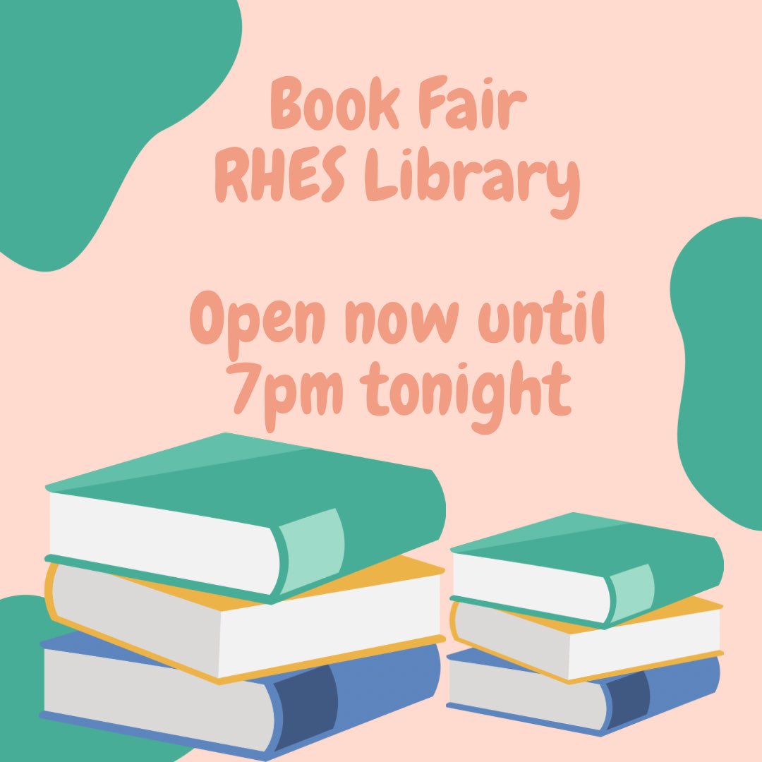 📚The Book Fair is open tonight! Stop on by the RHES Library to see all of the great selections.