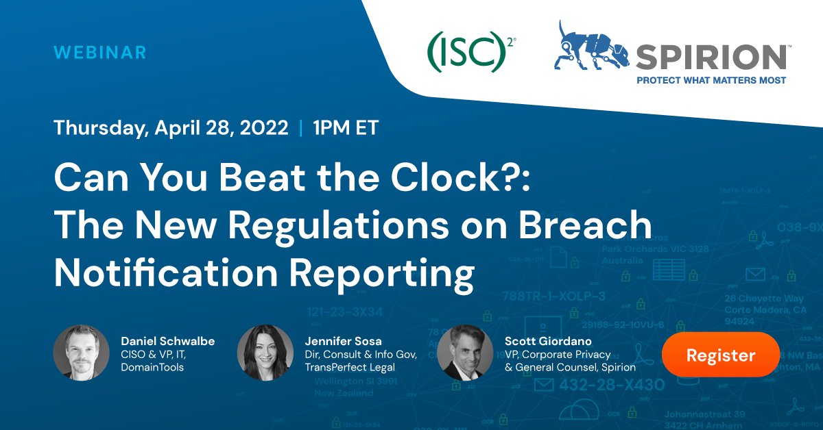 Join us in the upcoming <a href="/ISC2/">ISC2</a> webinar (28 APR, 1PM ET) where our panel of experts discuss the SEC's proposed 4-day breach reporting deadline for certain incidents. How might this impact your security programs? How can you adapt? Join us and find out: ow.ly/QHYT103AGIf