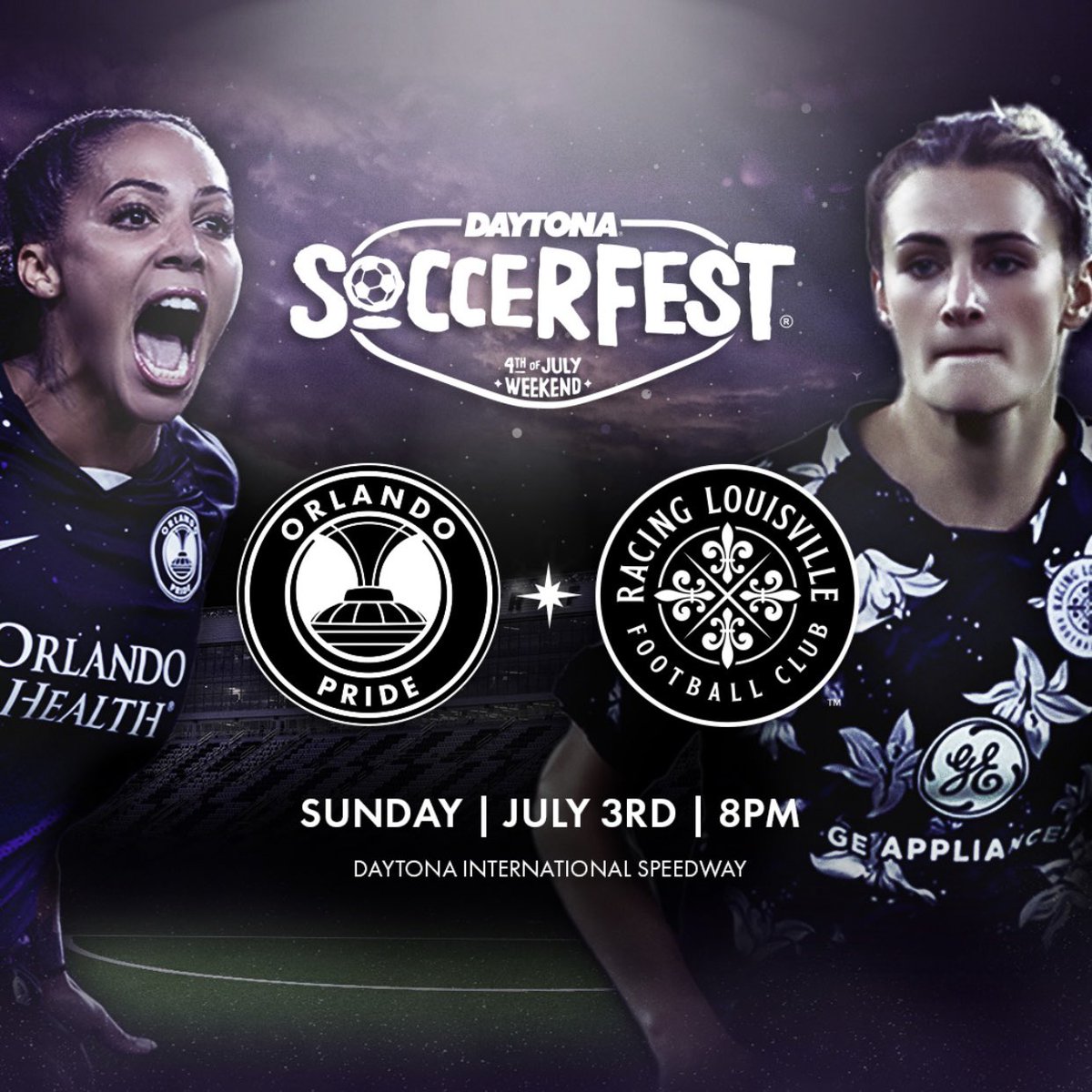 NEWS: Orlando Pride and <a href="/RacingLouFC/">Racing Louisville FC</a> set to make history with match at Daytona International Speedway.

Read More 📝 orlan.do/3vh7fJG

2022 Pride STMs will automatically receive tickets for full-slate of July 3rd festivities as part of their season ticket package.
