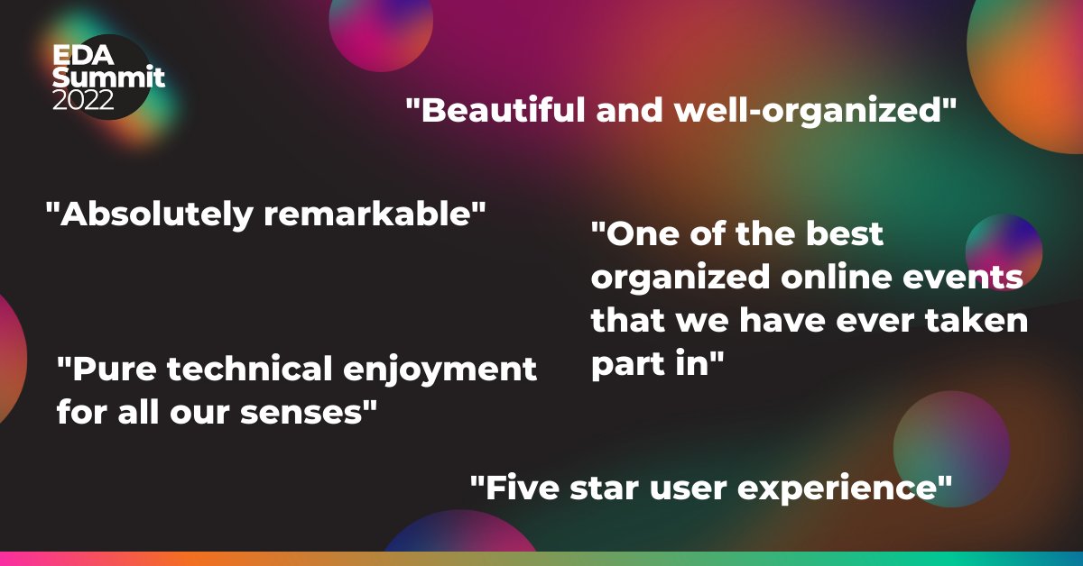 One week left to register for #EDASummit 2022! You won't want to miss hearing from @kroger, @boomi, @IBM, @TELUS_Ag, @roche, @forrester, @solacedotcom, @SAP and more! Look at what attendees had to say about last year's event 👀🤩 Register now: edasummit.com/?utm_source=tw…