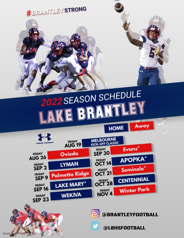 Brantley Football on Twitter: "SCHEDULE UPDATE…Switching from the