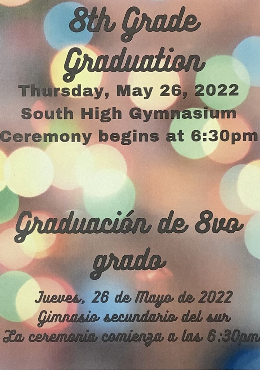 Save the Date! 8th grade graduation will be held on Thursday, May 26th at Omaha South High School. #lifeonmarrs