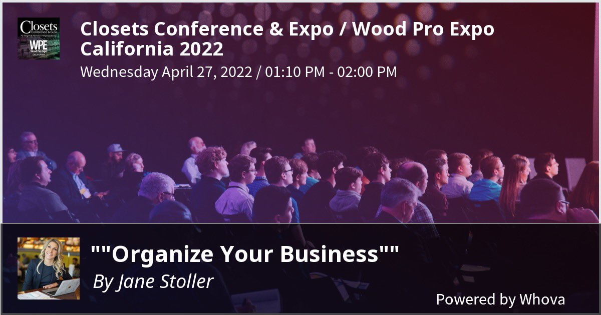 OrganizingJane's tweet photo. Speaking to my favorite people tomorrow. Closet designers and installers!  #SanDiego #woodworking @WoodworkingBiz https://t.co/9UcRST3VRf