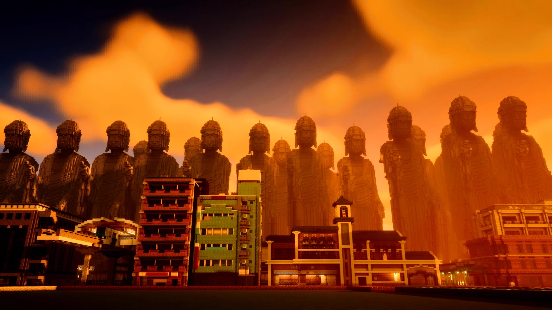 すごすぎる・・！マイクラで『牛久大仏』作って量産してみたら巨神兵になった