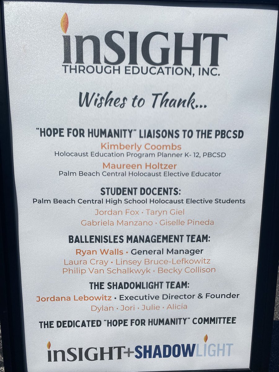 Holocaustpbc's tweet photo. Students from @BroncosPBCHS made us so proud as their shared the impact that @my_shadowlight had on them when the exhibit visited their school. If you are interested in having the exhibit visit your HS Next February send me a DM.#booknow https://t.co/ytcwTgrHpF
