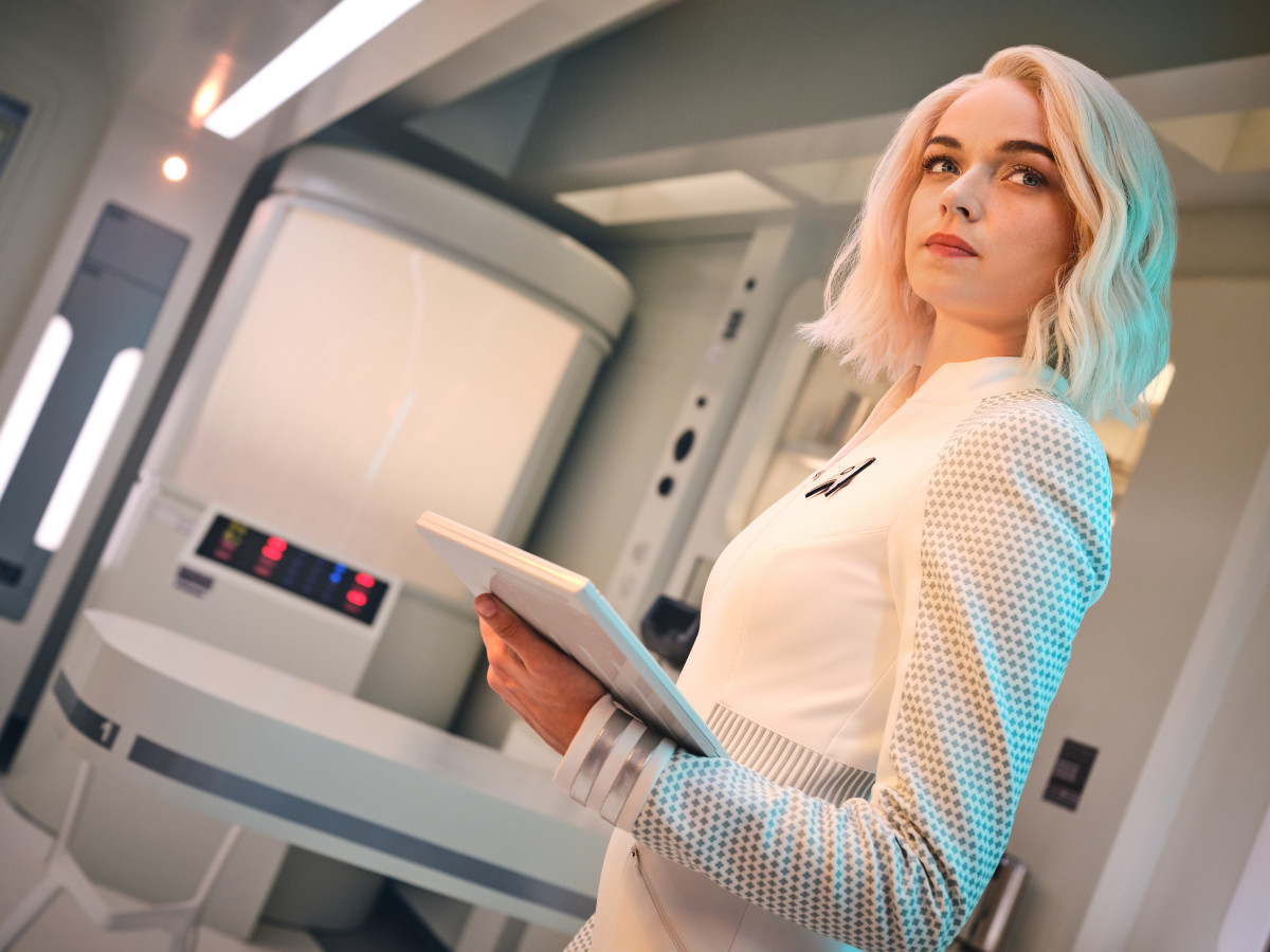 TrekCore's tweet photo. Jess Bush as Nurse Christine Chapel.

#StarTrek #StrangeNewWorlds https://t.co/MfrKwkZGG4