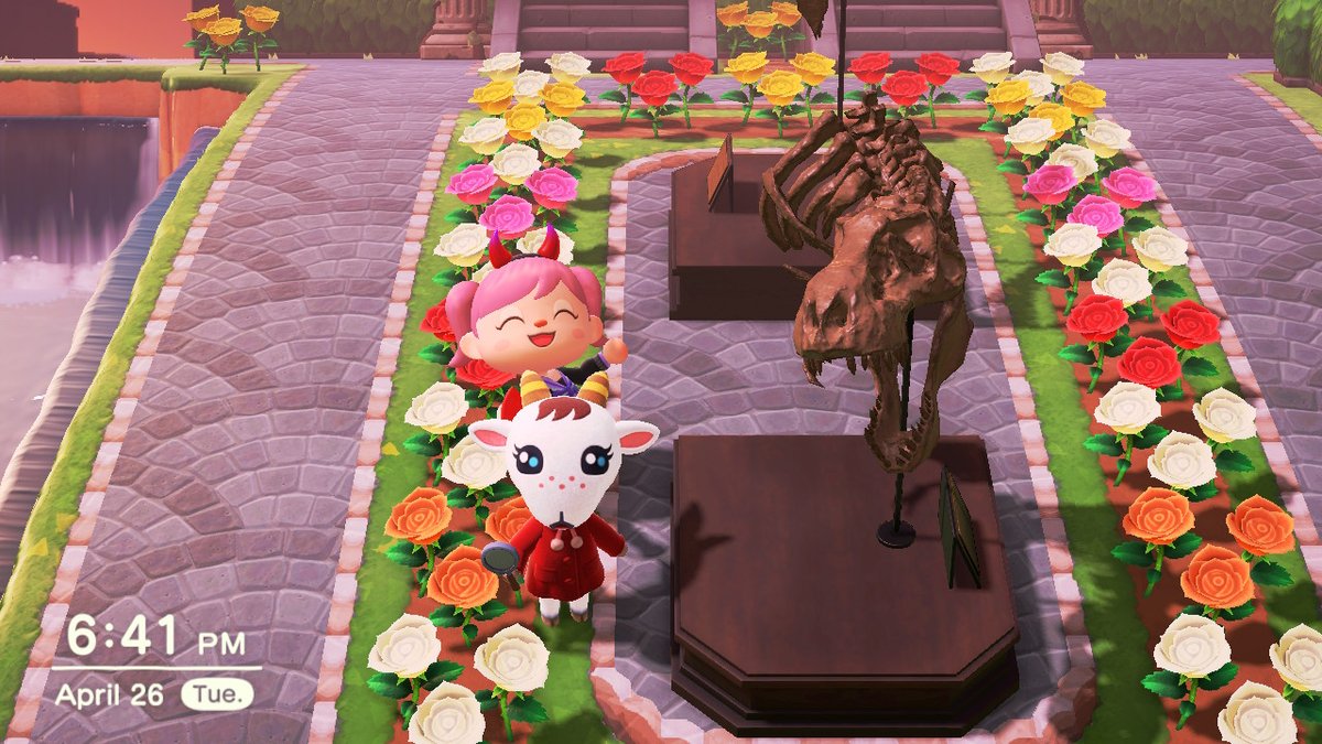 LadyRosie420's tweet photo. Chevre investgating dino bones with me!  #AnimalCrossing #ACNH #ACNHchevre #dinosaurs https://t.co/qhXJfb8opH