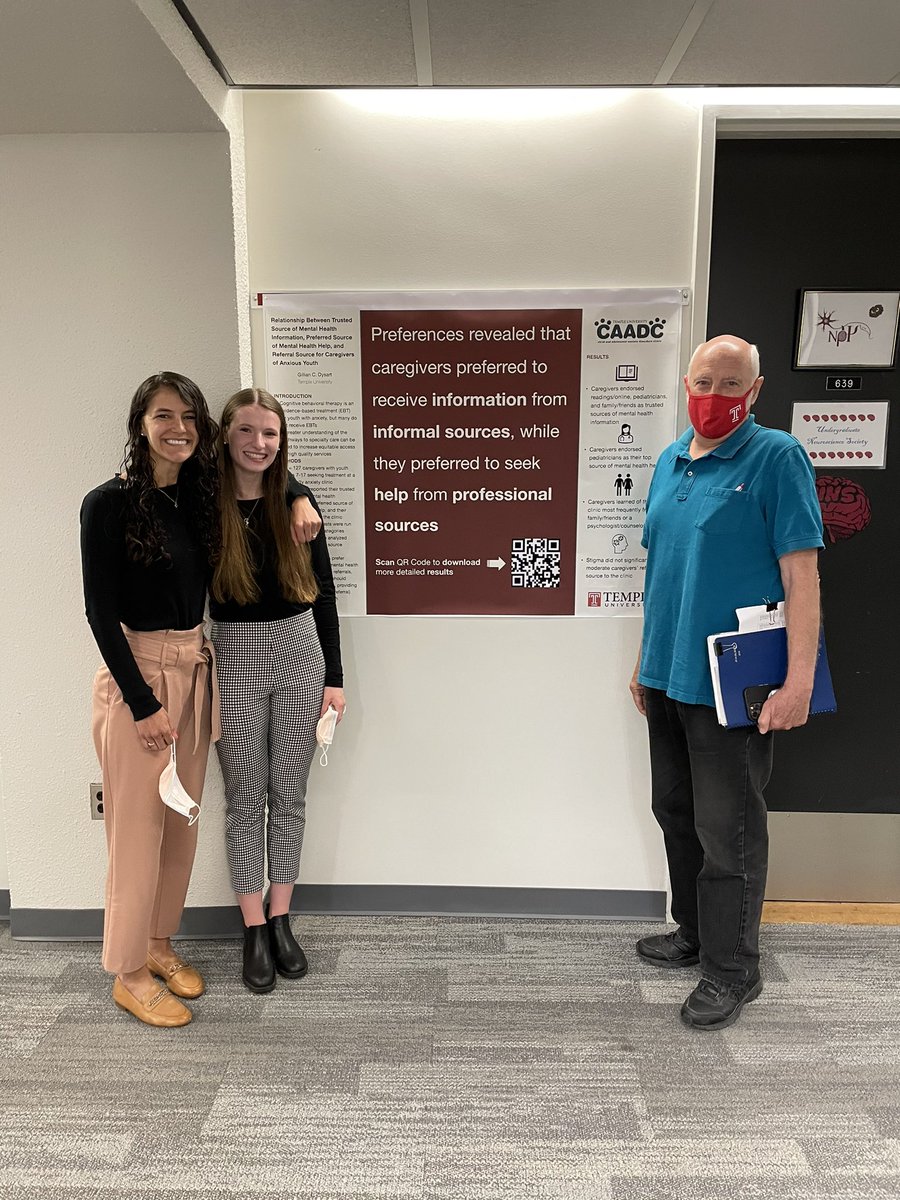 GillianDysart's tweet photo. I had the opportunity to present my thesis at the Honors Psychology Poster Session today! I could not have done this without the amazing mentorship from @margaret_crane1 &amp; Dr. Philip Kendall @Temple_Psych https://t.co/099q37ElQ3