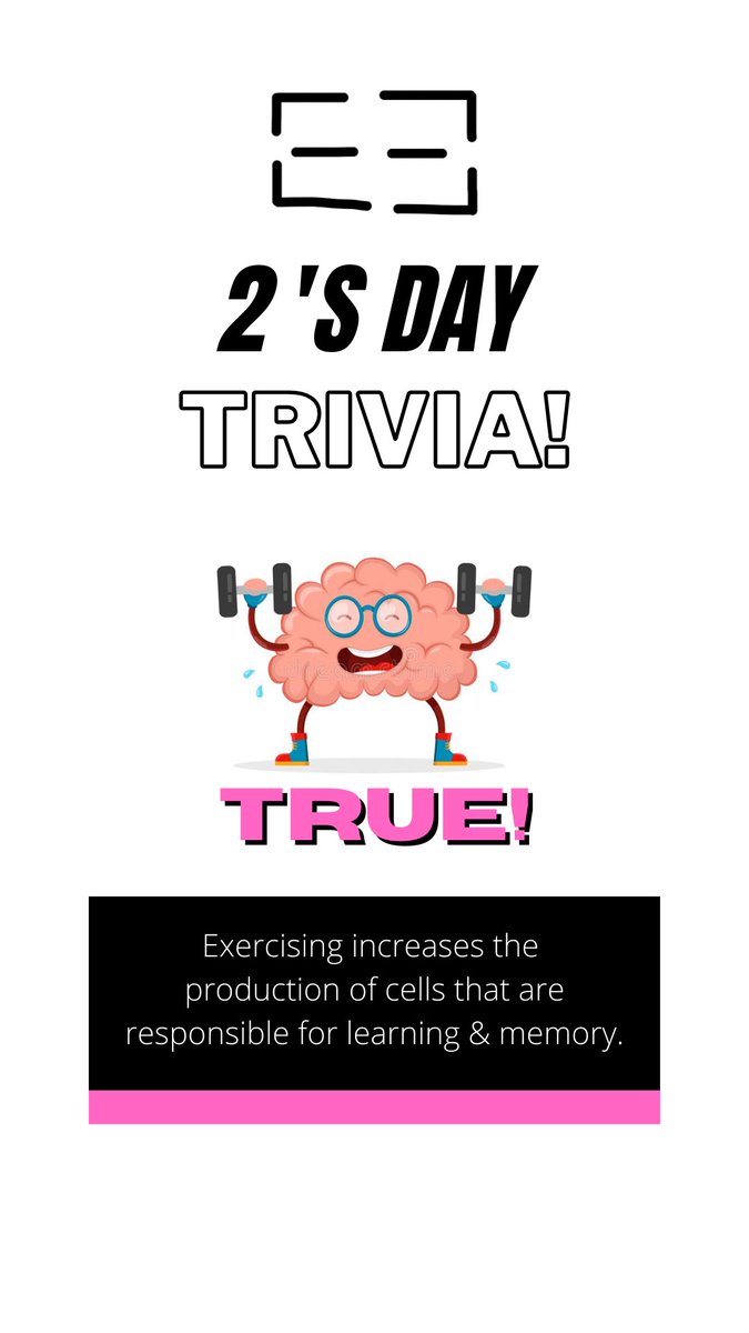 up2usfoundation's tweet photo. 2’s Day Trivia Answer: True! Exercising increases the production of cells that are responsible for learning and memory. https://t.co/xKjqvXxRQL