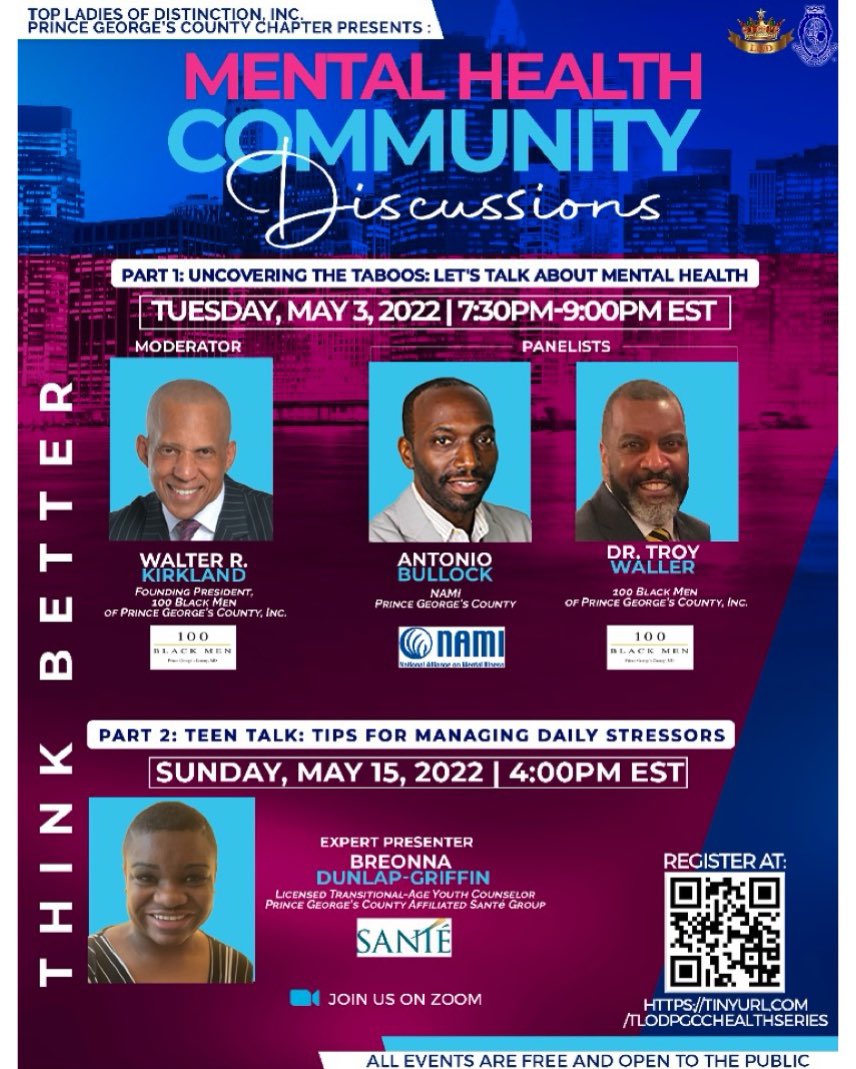 tlodpgcc's tweet photo. Join us for the 1st & 2nd installment of the Mental Health portion of our Community Health Series. Join us and learn how to “Think Better” for an improved way of life. Register here:
https://t.co/XikfHAzRjC
#TLODPGCC #TLODINC #TLOD #TopsInService #TTA #MentalHealth https://t.co/XaRwKRqkSL