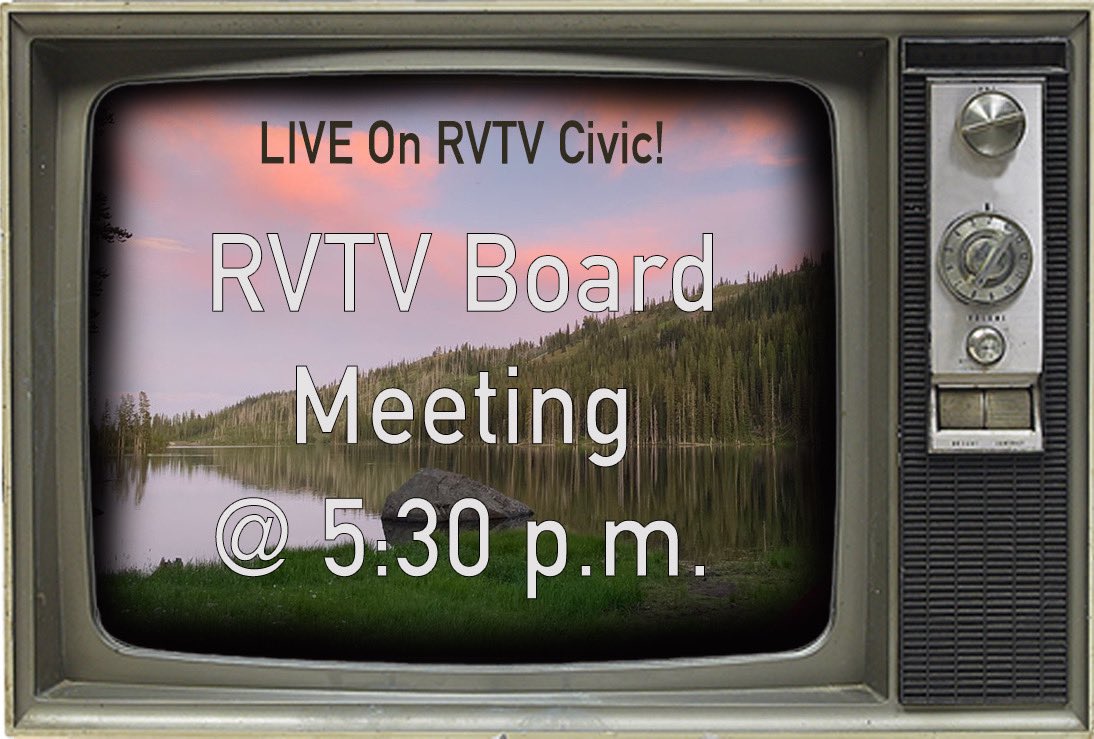 Tomorrow at 5:30pm, the RVTV Board Meeting will be LIVE on RVTV Civic! 🎥 Be sure to tune in! 📺

Click the link below to watch! ⬇️
videoplayer.telvue.com/player/w9sPsSE…