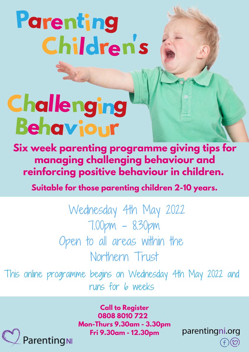 NewRowPS's tweet photo. Parents/carers - are you finding it difficult managing challenging behaviour?
You are not alone - There is help out there!
@ParentingNI https://t.co/ciQVK1LJWw