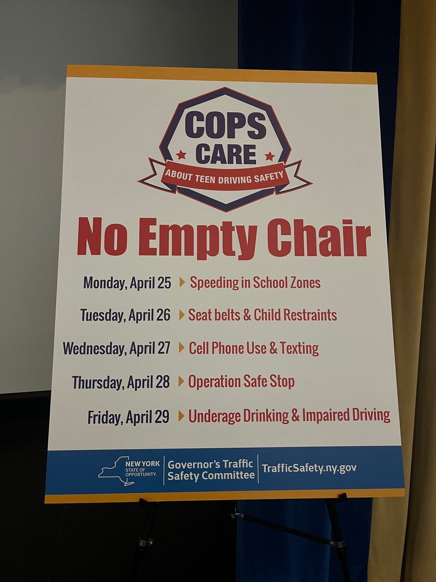 lindsaymtomidy's tweet photo. I had the great opportunity to speak alongside @NYSGTSC as the kickoff for No Empty Chair week. This week is especially special to me, as I've had my brother's chair empty for 21 years. I hope I was able to make an impact for students! @STOPDWINewYork @NYSACOP @RichardTantalo https://t.co/Wn074T1kZu