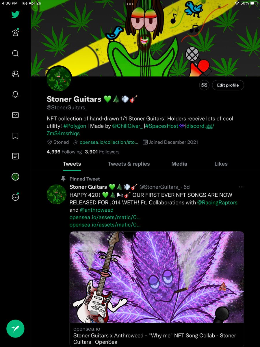 3,901! Let’s gooooo on the road to 4,000 Stoner Fam! There may or may not be a giveaway involved once we hit 4K 👀🎸 you’ll just have to wait and find out if the fam can pump us up enough to get us there! #StonerGuitars #StonerFam #Stoners #NFT #NFTs #NFTGiveaway #NFTCommmunity
