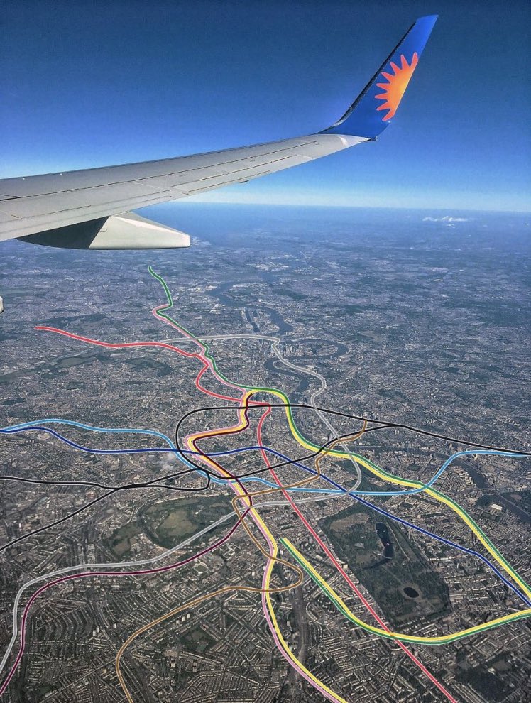NoContextBrits's tweet image. The London tube map from above.
