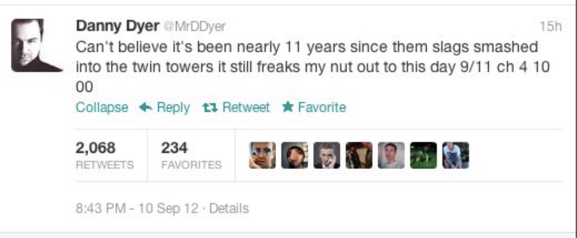Monkfish_MD's tweet photo. @domjoly Danny Dyer remembering 9/11 https://t.co/BKjh7NRbbc