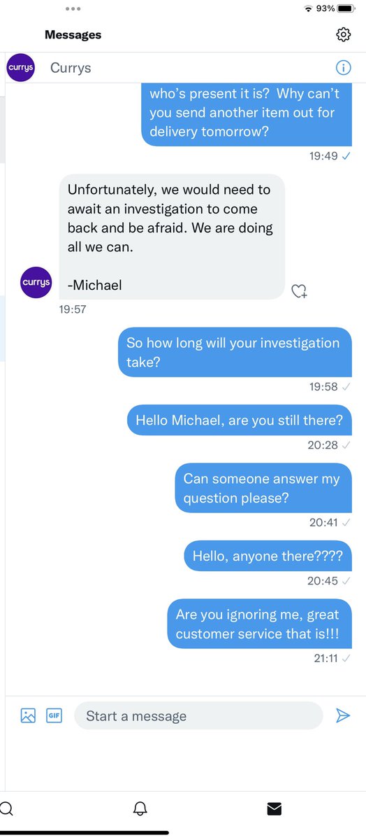 dgranger72's tweet photo. @currys you ask me to direct message you but now you are just ignoring me.  That’s just plain rude!! #CurrysPCworld #Currys #poorcustomerservice https://t.co/so5p1LsnWG