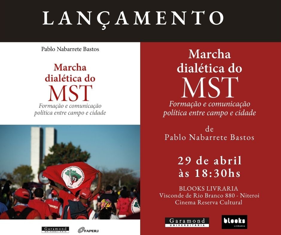 Nesta sexta, às 18h30, na Livraria Blooks, em Niterói-RJ, será lançado presencialmente o meu livro "Marcha dialética do MST: formação e comunicação política entre campo e cidade", publicado pela editora Garamond, com financiamento da FAPERJ. Chega junto!