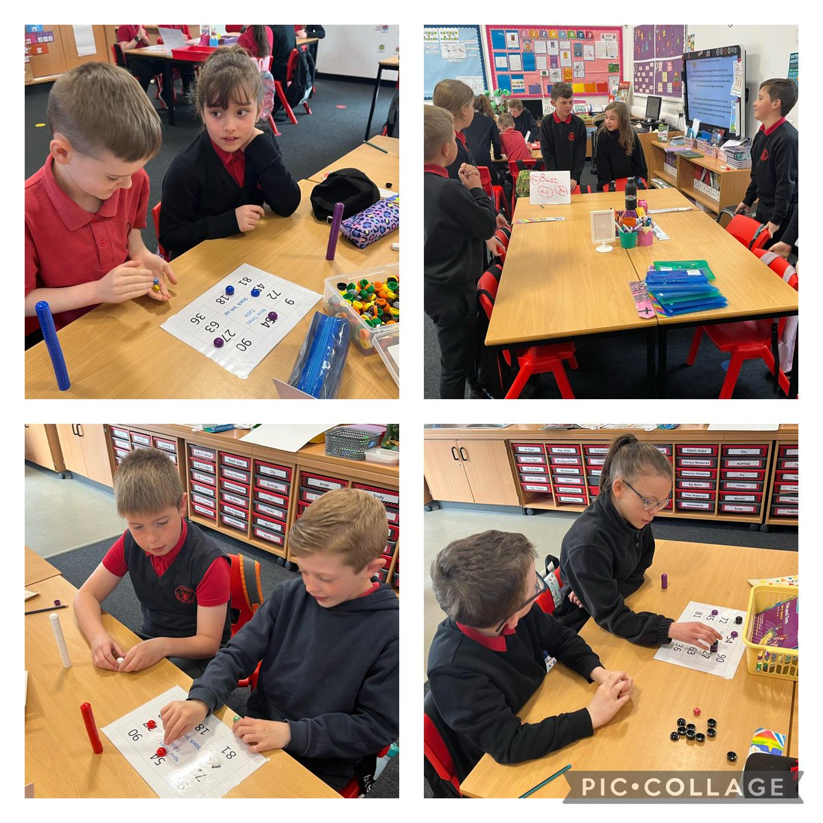 LanarkPrimary's tweet photo. Room 7 have enjoyed some #gamesbased #learning numeracy starters. Today they were developing their addition, multiplication and division skills ➕✖️➗ #active #play https://t.co/SqiLbhJKbo