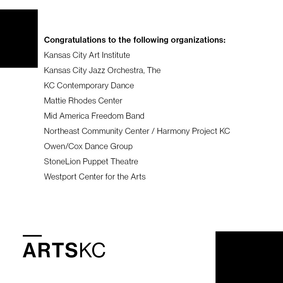 ArtsKC is proud to announce the 18 organizations receiving Project Support Grants this fiscal year!

Thank you to all of our donors, volunteers, and staff that worked behind the scenes to complete this round of Project Support Grants.