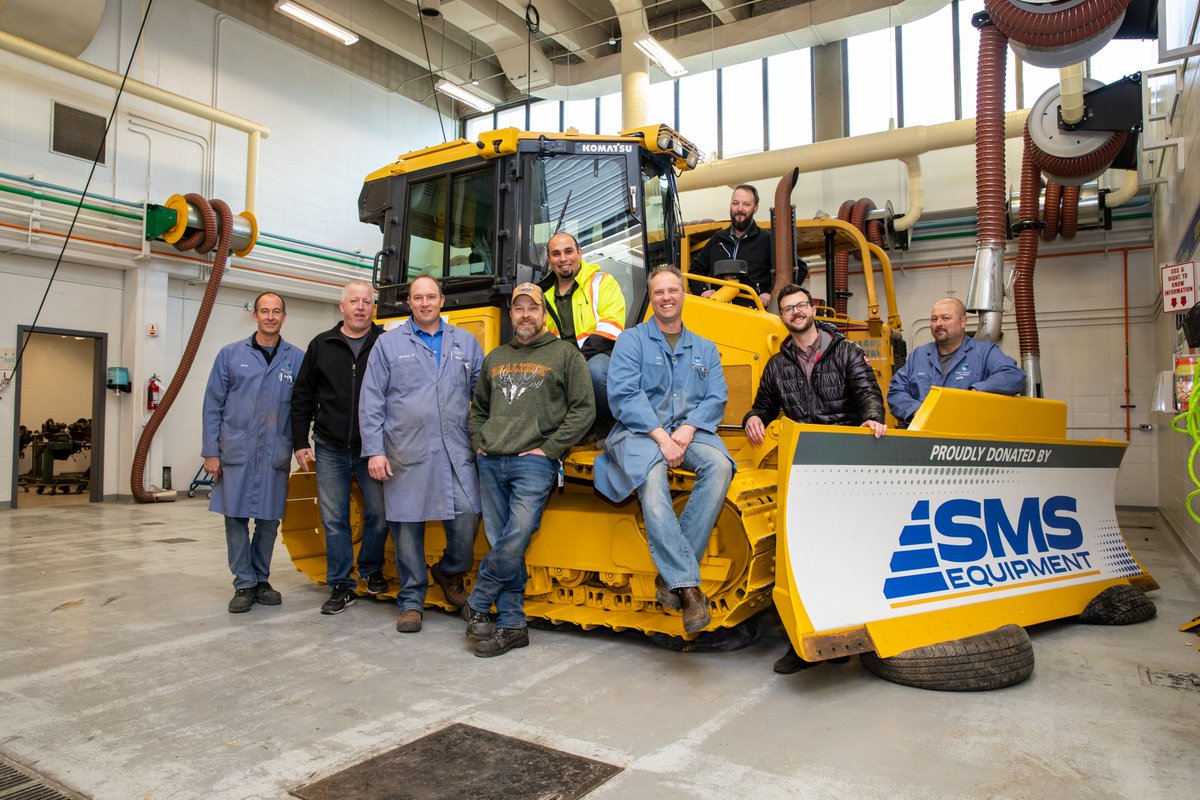 NAIT's tweet photo. A new mighty machine has arrived on campus! Thank you to SMS Equipment for donating a dozer that will help @NAITtrades students learn the ins and outs of maintaining and repairing heavy equipment. Your generosity helps ensure our students are workforce ready. https://t.co/xDlcYBsWpL