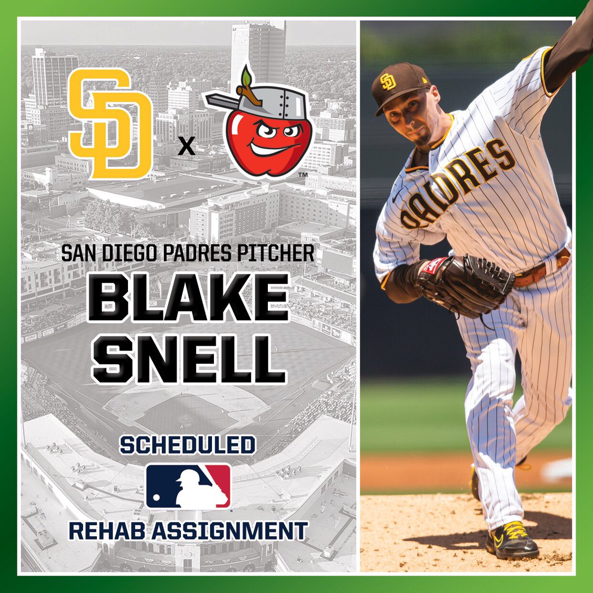 Fort Wayne TinCaps (@tincaps) on Twitter photo NEWS: <a href="/Padres/">San Diego Padres</a> starting pitcher Blake Snell (<a href="/snellzilla4/">Blake Snell</a>) is scheduled to make a rehab appearance with us at <a href="/ParkviewField/">Parkview Field</a> on Thursday night! #TimeToShine
Details: milb.com/news/blake-sne… NEWS: <a href="/Padres/">San Diego Padres</a> starting pitcher Blake Snell (<a href="/snellzilla4/">Blake Snell</a>) is scheduled to make a rehab appearance with us at <a href="/ParkviewField/">Parkview Field</a> on Thursday night! #TimeToShine
Details: milb.com/news/blake-sne…