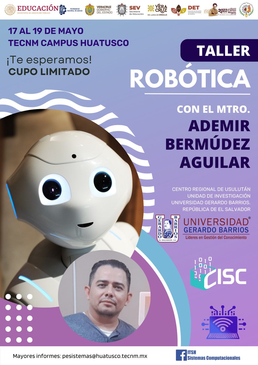 bermudez_ademir's tweet photo. Muy contento
Grandes Conferencias para el #CISC2022 en el #TecHuatusco 📣 Los ponentes de este año nos comparten sus experiencias en el área de las TIC, con enfoque nacional e internacional 🌎 ¡No te los puedes perder! 👇👇👇
#OrgullosamenteISC
#SoyISC
#SoyITSH https://t.co/zgfUo4frTj