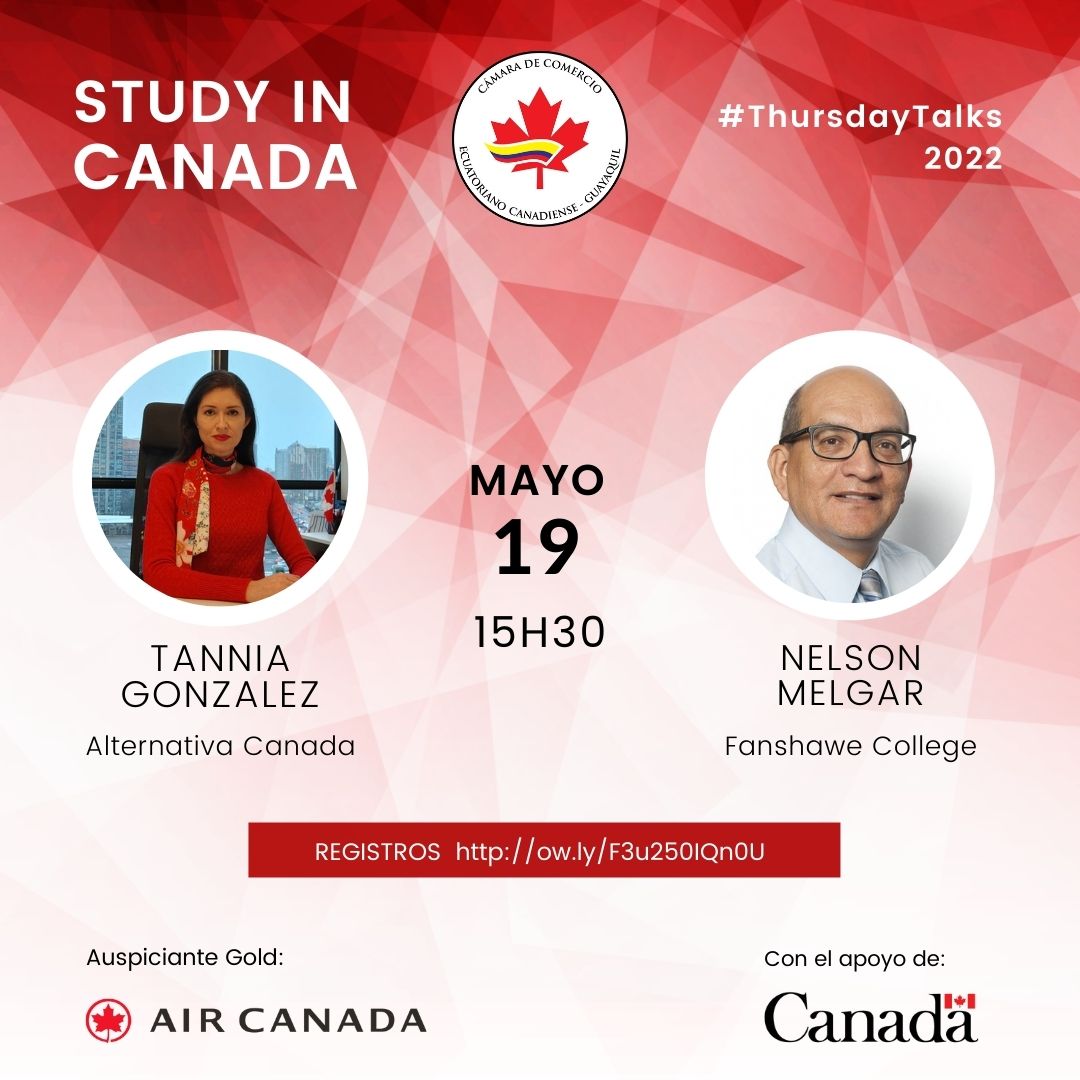 CamaraCanadiens's tweet photo. 🚀Los invitamos a participar en el tercer webinar: Study in Canada #ThursdayTalks el 26 de mayo. En esta oportunidad se contará con la intervención de nuestros #SociosCCECG @FanshaweCollege y @altcanada 🌎
Registros: https://t.co/eFR9gVhkw1 https://t.co/uqGc5rtJe9