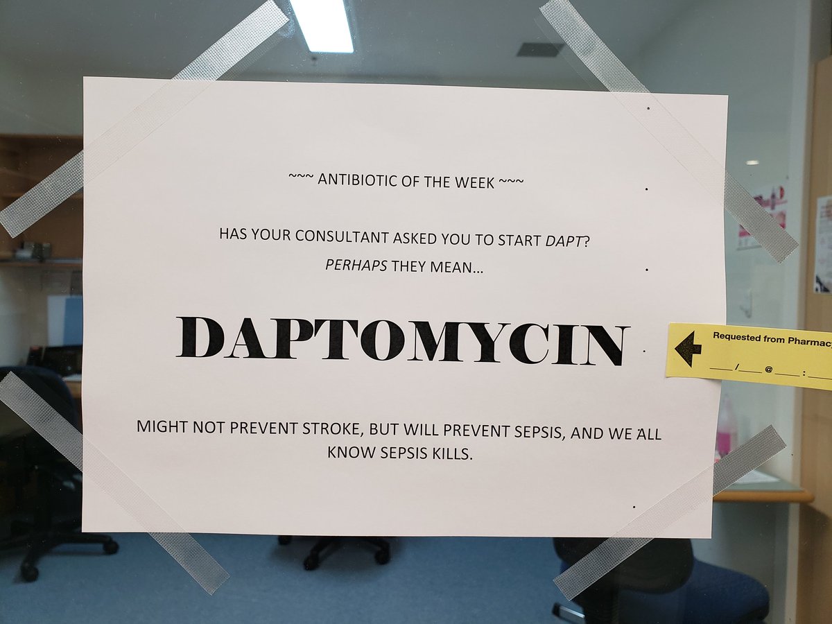 piandro3142's tweet photo. Unfortunately all my residents this term want to do Infectious Diseases as a career, so to curb their misguided enthusiasm *someone* has been taking the liberty of putting b̶a̶d̶ great antibiotic advice posters around the Neuro office, enjoy 😂 #stewardship https://t.co/IIrhaceMWF