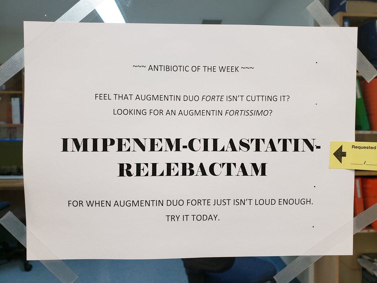 piandro3142's tweet photo. Unfortunately all my residents this term want to do Infectious Diseases as a career, so to curb their misguided enthusiasm *someone* has been taking the liberty of putting b̶a̶d̶ great antibiotic advice posters around the Neuro office, enjoy 😂 #stewardship https://t.co/IIrhaceMWF