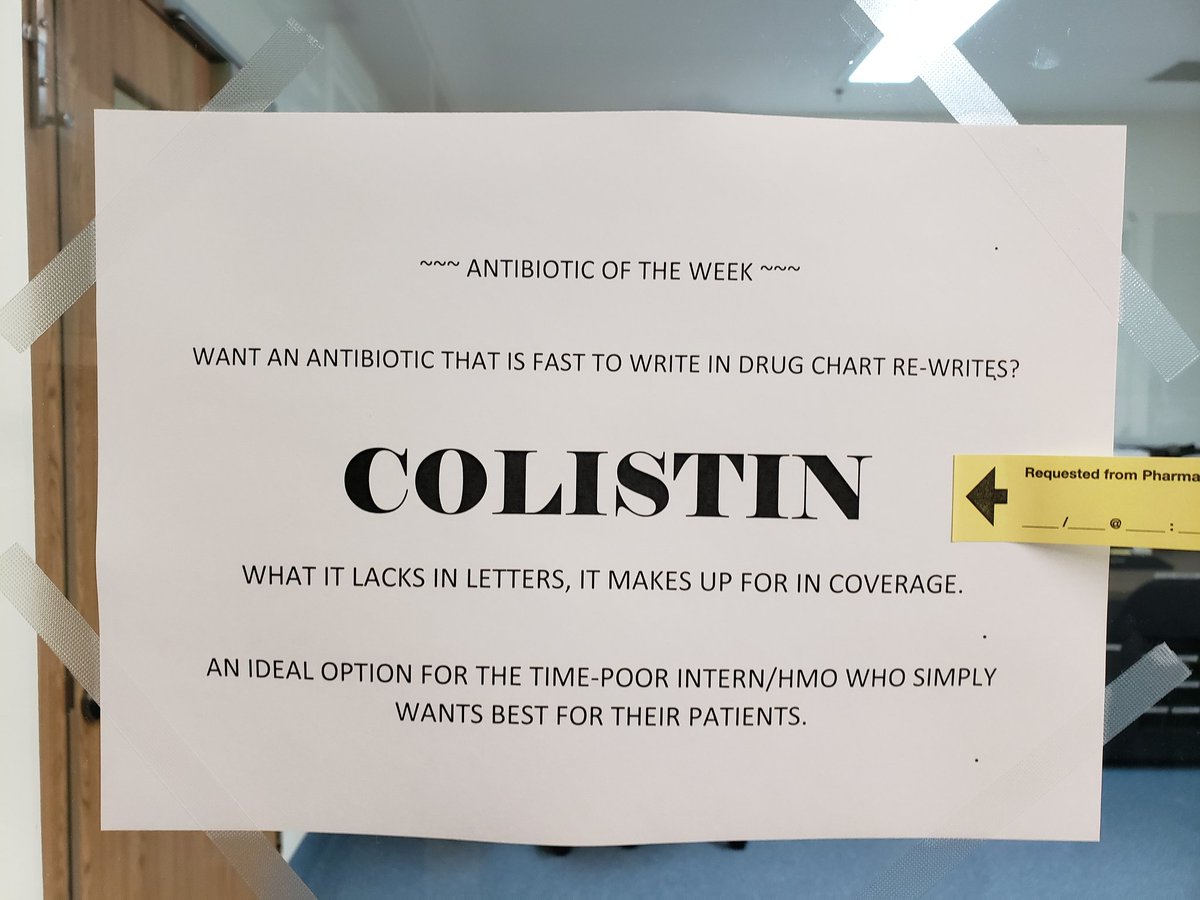 Unfortunately all my residents this term want to do Infectious Diseases as a career, so to curb their misguided enthusiasm *someone* has been taking the liberty of putting b̶a̶d̶ great antibiotic advice posters around the Neuro office, enjoy 😂 #stewardship