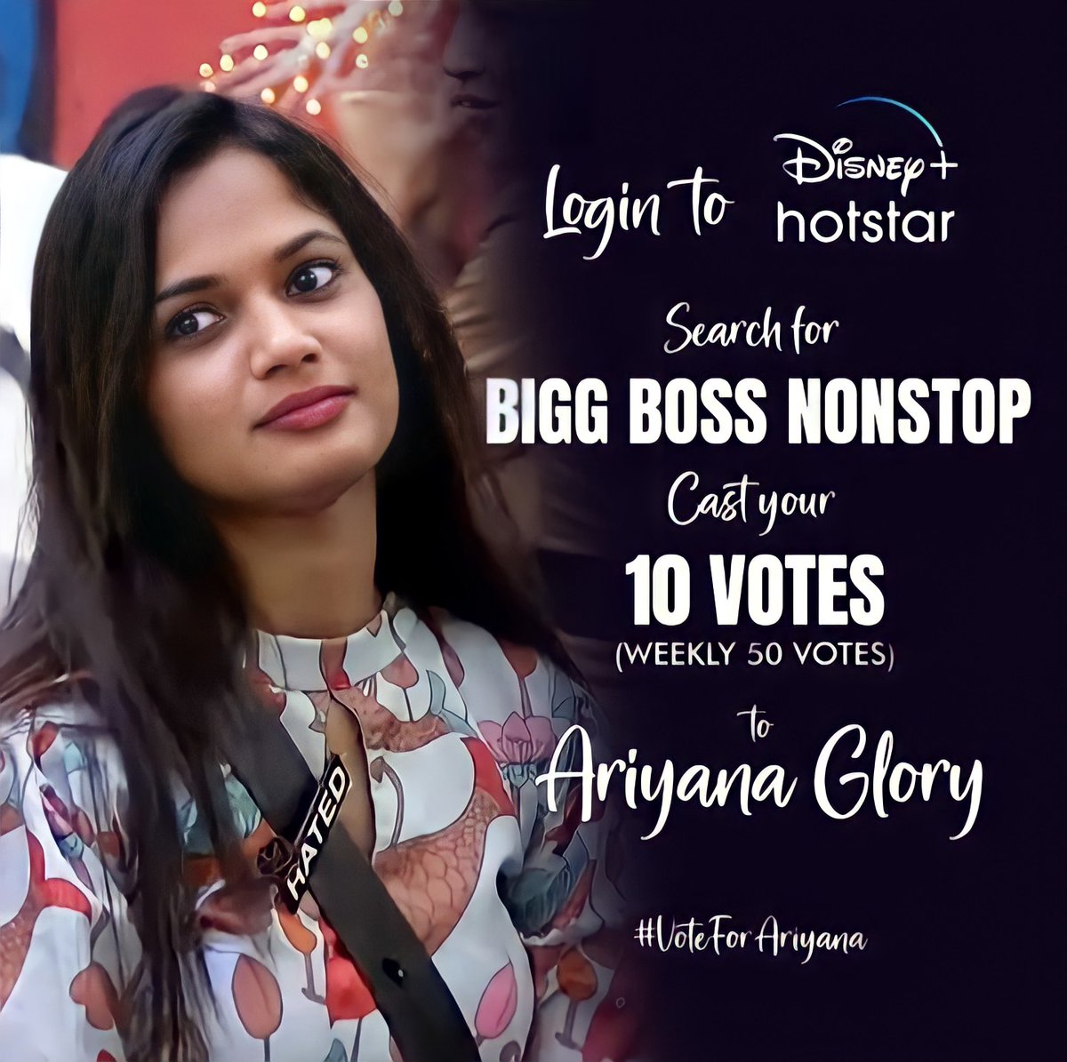 jaganna15771367's tweet photo. Let us vote &amp; support our #daredevil Ariyana Glory 🌟💖🧿

👉 Download &amp; login to Disney plus hotstar
👉 Search for BIGG BOSS NONSTOP
👉 Cast your 10 votes to ARIYANA &amp; recheck
No subscription required !
Every single vote matters
Don't split the votes 🙏
#voteforariyana #Ariyana https://t.co/ogaK65C9JB