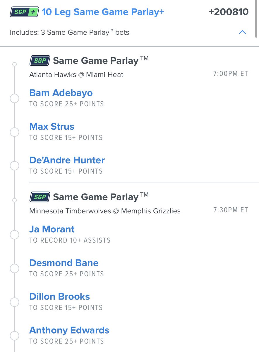 DollarParlay's tweet photo. Dollar parlay of the day 4/26

💸 $1 to win 2k 💸

Good luck to those tailing let’s get it! 🤝

#bettingtwitter #GamblingTwitter #parlay #NBAprops #NBAparlay https://t.co/Qxps3t95vA
