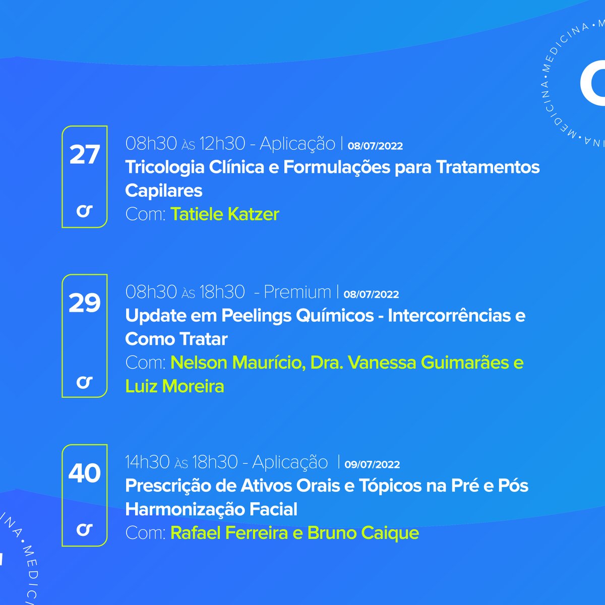 Consulfarma's tweet photo. O 17° Congresso Consulfarma está chegando!!!

E nesta semana iremos apresentar para vocês a programação dos cursos, hoje é a programação da categoria Medicina.

👉Ficou interessado em participar desses cursos? Acesse o link abaixo:

https://t.co/FHT4Fkio5p https://t.co/G3VjUJr0NO