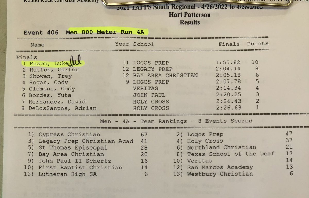 OfficialCLStars's tweet photo. Big PR by @LukeMason1609 !
Heโs a 1:55 half miler and 4:07 personal best in the 1500. Athlete to watch for โ๏ธ
#TAAPS | @LogosPrep
Class of 2023 https://t.co/SsjvtC1cmj