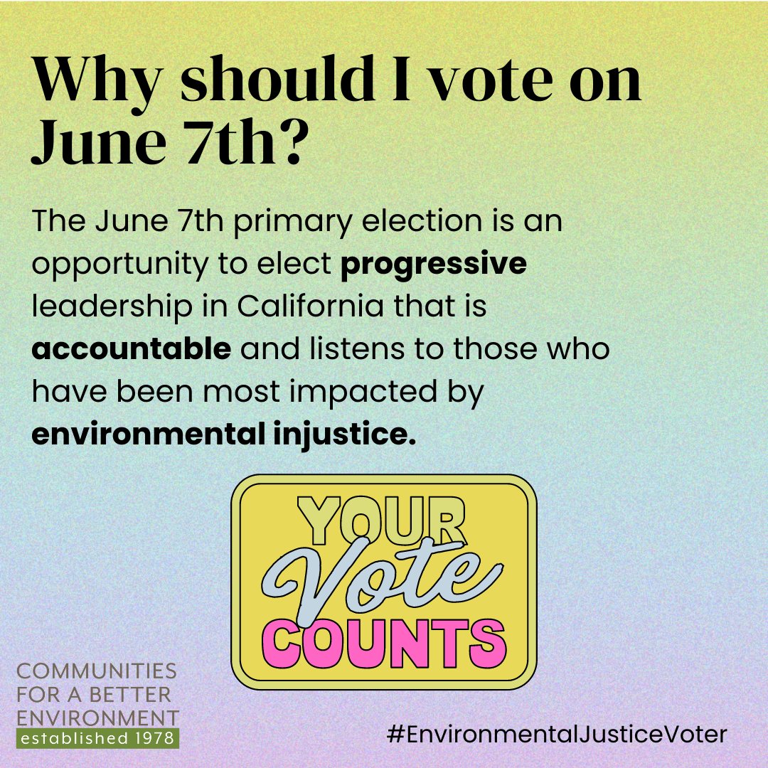 CBECal's tweet photo. The California primary midterm election is coming up. Are you ready to vote? Check your voter status: https://t.co/2jufH72ARD Once you're ready to vote, head over to ballottrax and sign up to track your ballot!
#EnvironmentalJusticeVoter #CaliforniaMidterm #VoteSafe #CAprimaries https://t.co/ubGg7mEy7H