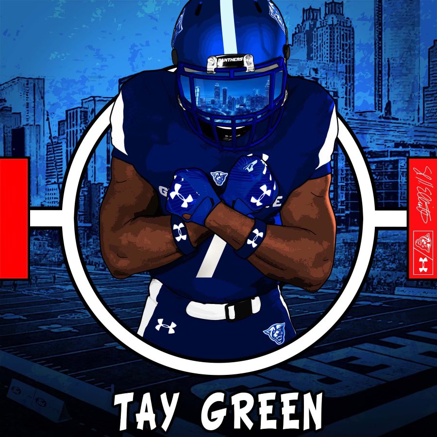 NoTavien1Green's tweet photo. Blessed &amp; truly honored to be re-offered by the new coaching staff💙🙌🏽 #AGTG. @GeorgiaStateFB @CoachLandis22 @NCPreps https://t.co/VQ5BTjwLi2