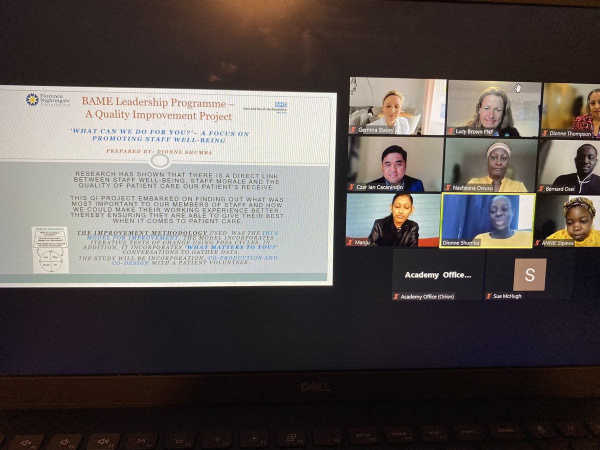 LucyBeltane's tweet photo. An inspiring and poignant celebration to mark the end of the NHS East of England @FNightingaleF BAME Leadership Programme. High impact quality improvement projects making a significant difference to patient outcomes. Humbled to watch the delegates blossom and flourish https://t.co/ScBANK9m5i