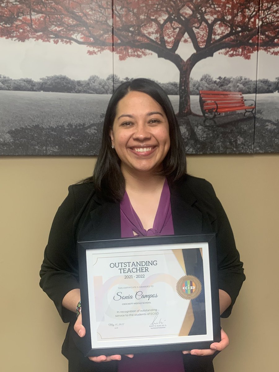 CrockettColts's tweet photo. We want to congratulate our Teacher of the Year, Ms. Sonia Campos!! She goes above and beyond to make our mighty Crockett Band the best in the land! https://t.co/ZYGywahAcK