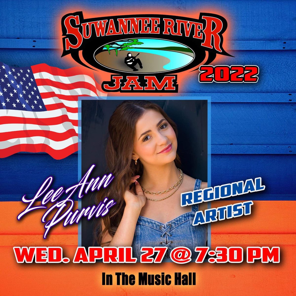 TOMORROW!! I’m happy to announce that I’m one of the #regionalartist that is opening the #suwanneeriverjam in the music hall <a href="/SOSMP/">Suwannee Music Park</a>! Hope to see you there 💙

#singersongwriter #leeannpurvismusic