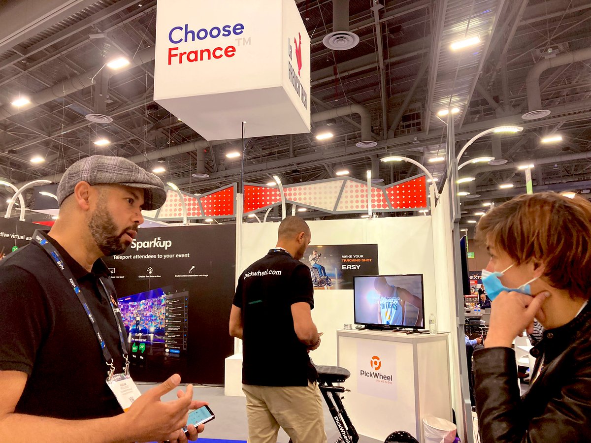 savin_etienne's tweet photo. @NABShow Las Vegas - French Pavilion

@Pickwheel supported by @BF_TechServices meet @florencetison from Business France San Francisco office @BF_TechNA. After CES the startup has created a Whaou effect at NAB thanks to their hands free electric dolly for mobility. https://t.co/0goXOIwfy9