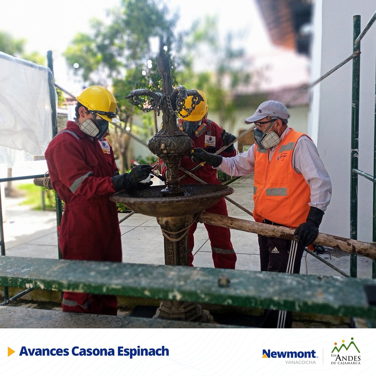 LosAndesCaj's tweet photo. Continuamos impulsando acciones que pongan en valor el legado histórico y cultural de Cajamarca como los trabajos de recuperación de la pileta del Centro Cultural Miguel Espinach, una obra de singular belleza que muestra el arte y talento de la época colonial. (1/3) https://t.co/txbzdXI5X6