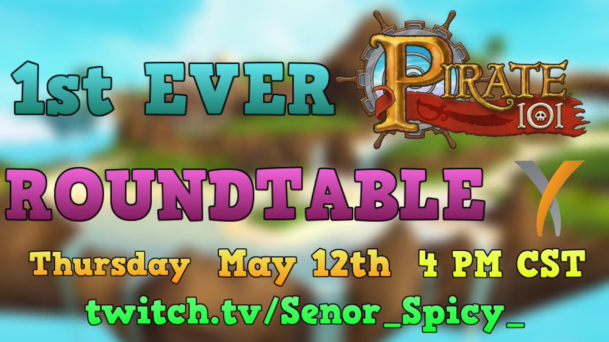 Finally! It's official, I'll be hosting the 1st ever <a href="/Pirate101/">Pirate101</a> Roundtable on Thursday May 12th at 4 PM CST with <a href="/KingsIsle/">KingsIsle</a>! I'll be joined by <a href="/KI_Ratbeard/">Ratbeard 🐀</a>, <a href="/YarHarMatey/">Chris -- previously professional bird</a>, and Mike Sears to talk about the future of Pirate101 on my twitch channel! Cya There! twitch.tv/Senor_Spicy_