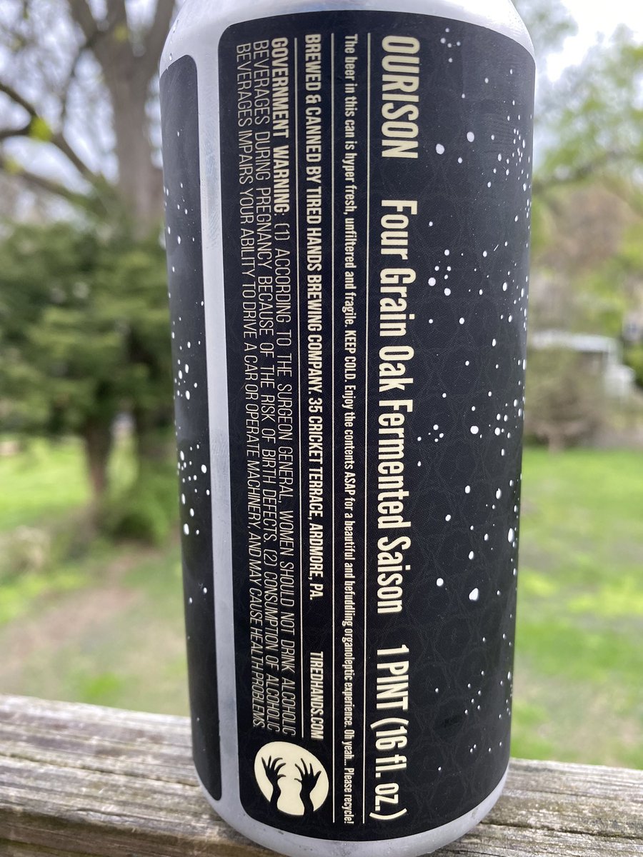 Essau1969's tweet photo. One of my #TopBrewsTues or any day for that matter! #Ourison four grain oak fermented #Saison from the good folks @tiredhandsbeer #DrinkLocal #Beer #BeerMe ๐๐บ https://t.co/JzcOu9jsRq