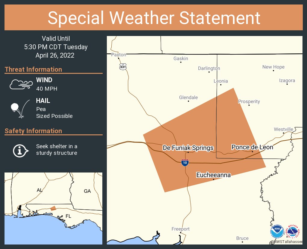 NWS Tallahassee on Twitter "A special weather statement has been