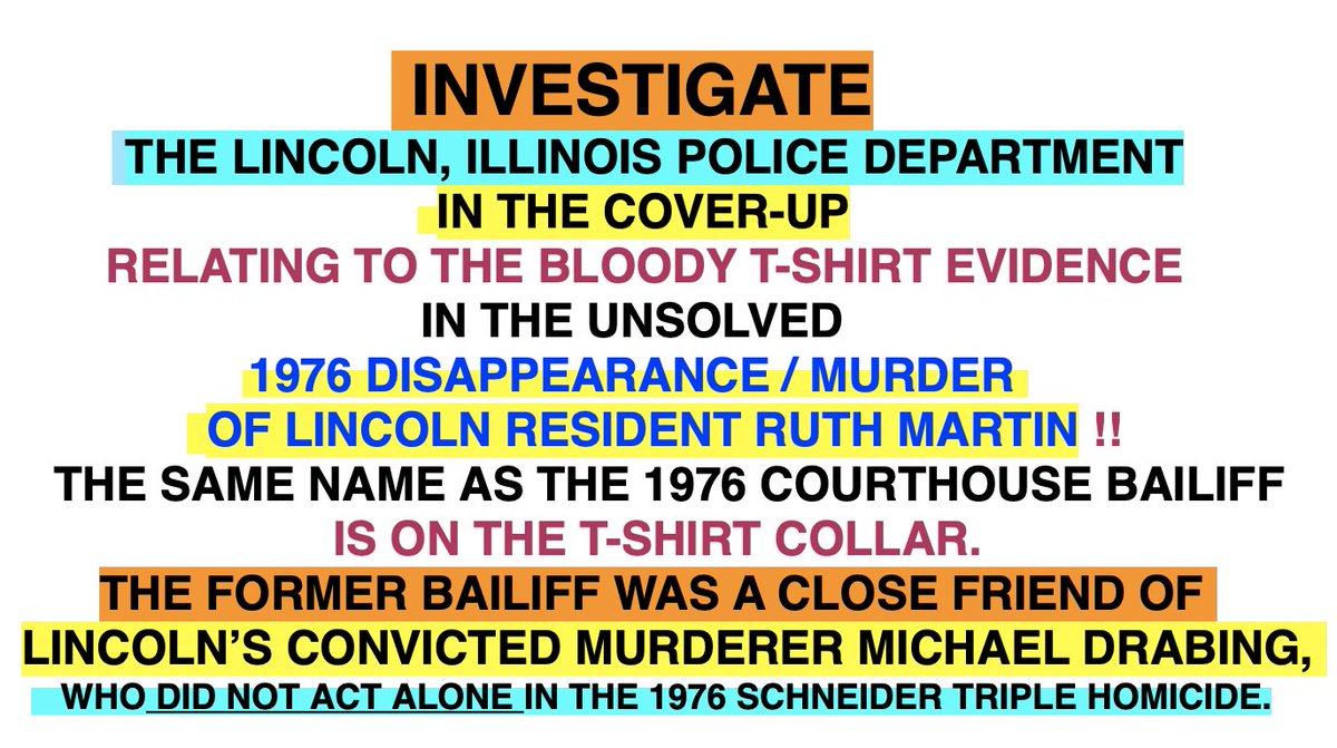 BuriedTruth1976's tweet photo. #LincolnILPD, WHERE'S THE #BloodyTshirt #EVIDENCE IN THE #Justice4RuthMartin #coldcase? This ongoing #COVERUP began with your dept. almost 46 YRS ago. You must answer to the public you're obligated "To Protect & Serve." SO, WHERE'S THAT #BloodEvidence w/the NAME ON THE COLLAR?? https://t.co/HtYh4jAXRH