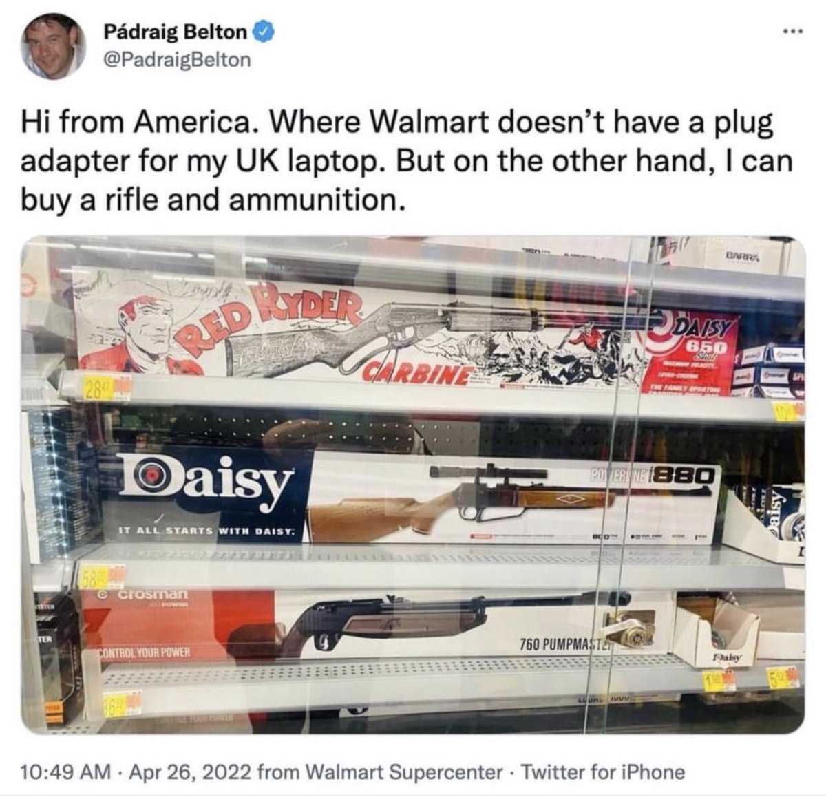 DaWorldFamousR's tweet photo. @PadraigBelton clearly you don’t know what a real gun is.. Please go bacc to UK 🇬🇧 where being dumb is normal.. https://t.co/8qwOEac5gZ