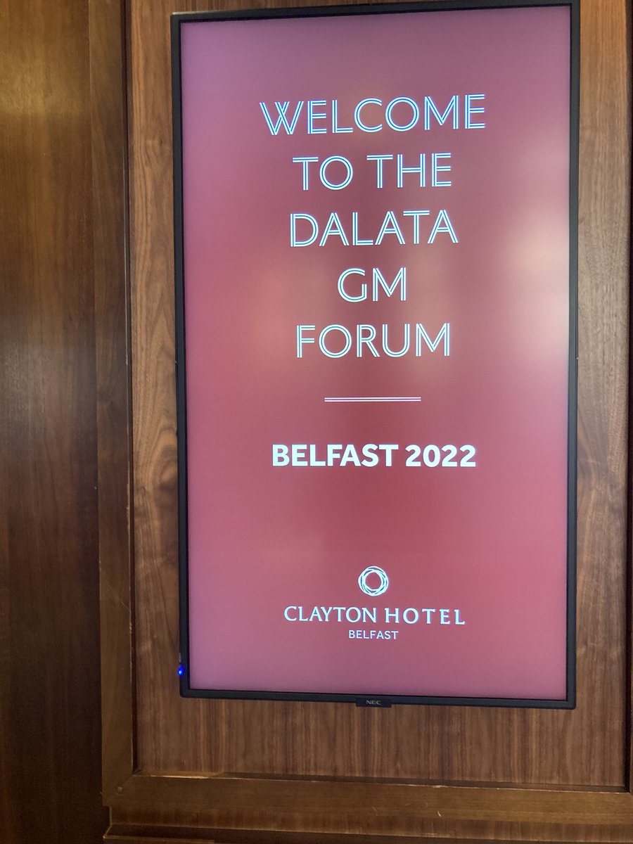 Denyse_Campbell's tweet photo. Had a super 2 days in Belfast at our first in person GMs conference in over 2 years. Kudos to @jonnytopping @MikeGatt8 &amp; their teams. We have added 14 GMs to our team in those 2 years all internally promoted @Dalatahotels @MaldronDubAirpt #developwithdalata #hospitalityindustry https://t.co/MW7I0ap5pv