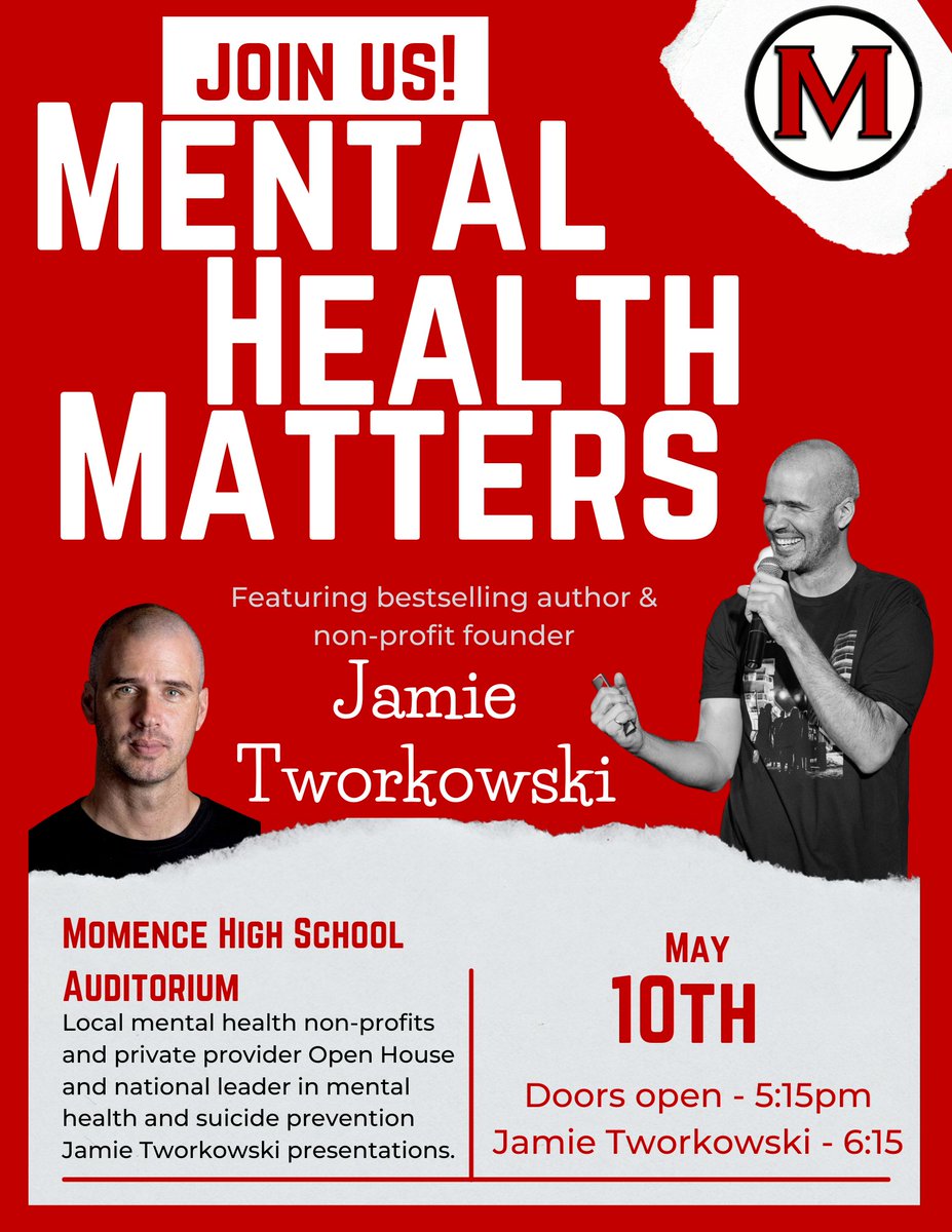 ThrasherLynette's tweet photo. Can't wait to welcome @jamietworkowski to MCUSD #1 on May 10th! Come get resources and meet local organizations related to mental health and wellness beforehand. 

#WeAreMomence https://t.co/nlRjAm6z9g