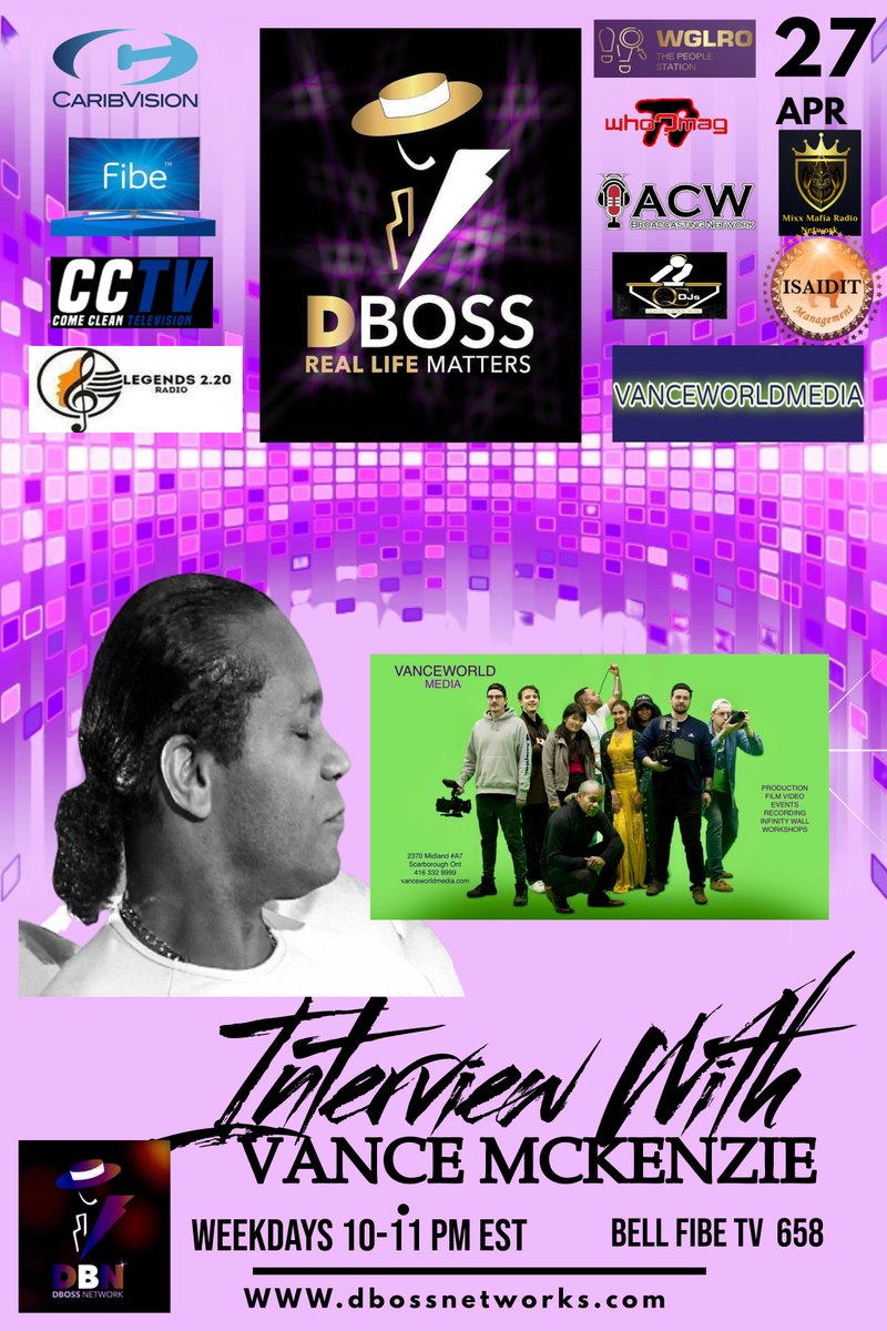 RLMTvCa's tweet photo. WATCH WED APRIL 27 10PM Real Life Matters DBoss with Vance Mckenzie VANCEWORLDMEDIA "Find Out Why He Runs His Business Like a Band"
##musician #singer  #entertainment #dbossnetwork #suitedboss #1stopmedia #CaribVision #OptimumTV #VanceWorldMedia #entertainment #sponsor #musician https://t.co/SIc5Tps7Zo